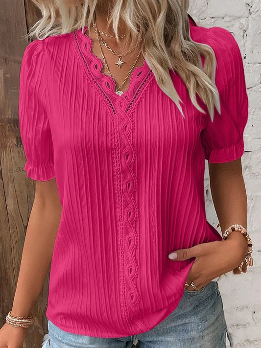 Shanon - Camicia Elegante In Pizzo Con Scollo a V