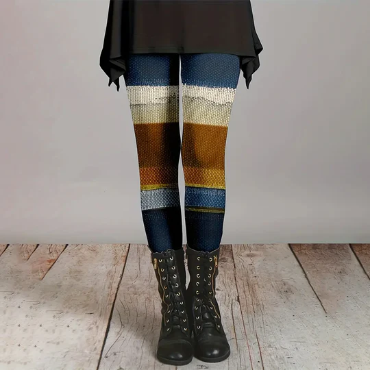 Emma - Leggings Alla Moda Con Stampa a Blocchi Di Colore