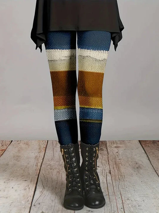 Emma - Leggings Alla Moda Con Stampa a Blocchi Di Colore