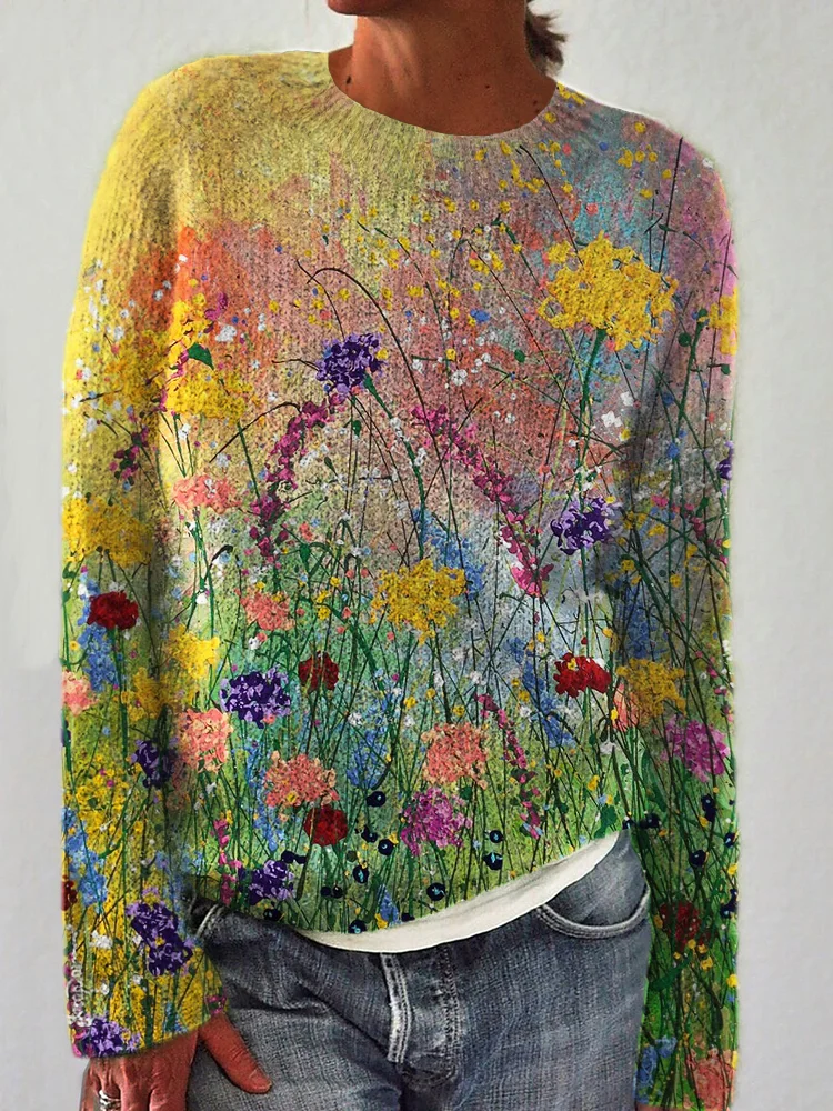 Maglione con dipinto floreale