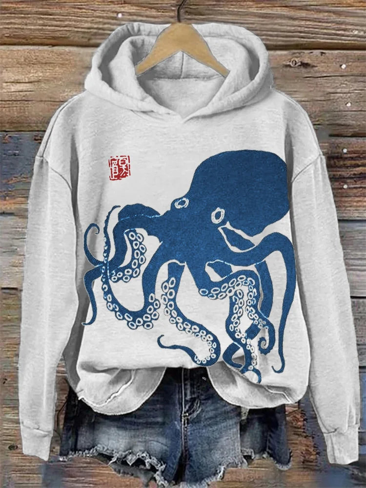 Felpa giapponese con cappuccio di Lino Art Octopus