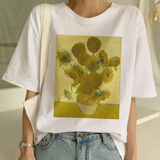 T-shirt stampata con pittura a olio di Van Gogh
